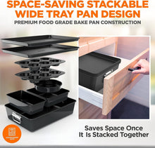 Load image into Gallery viewer, Versatile Stackable Bakeware Set - Includes Muffin, Cake, and Cookie Pans