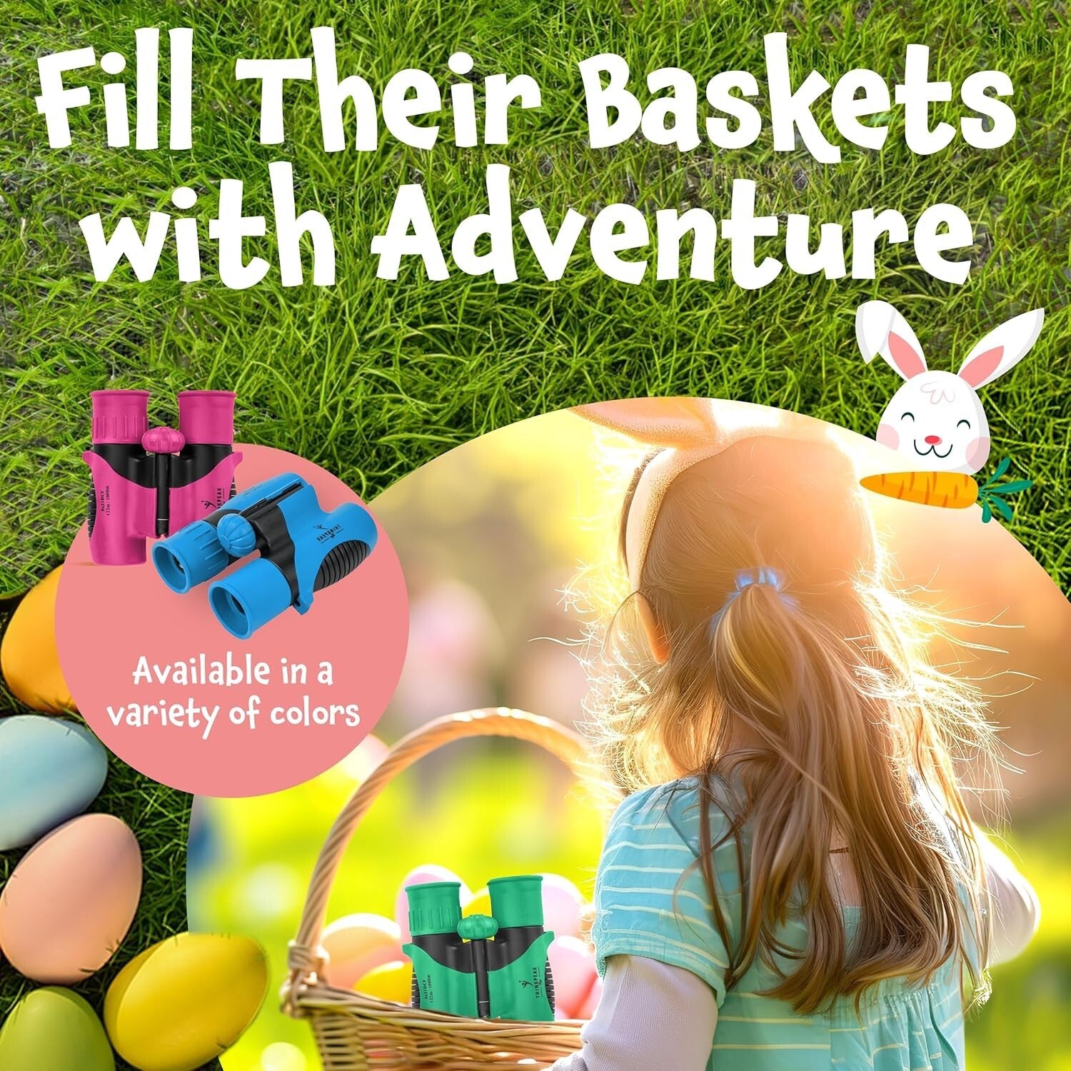 Think Peak Kids Binoculars - 8x Magnification Compact Adventure Toy for Ages 4-8