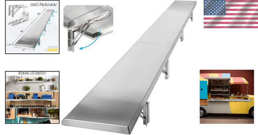 Stainless Steel Drop-Down Serving Window Shelf - Foldable and Versatile