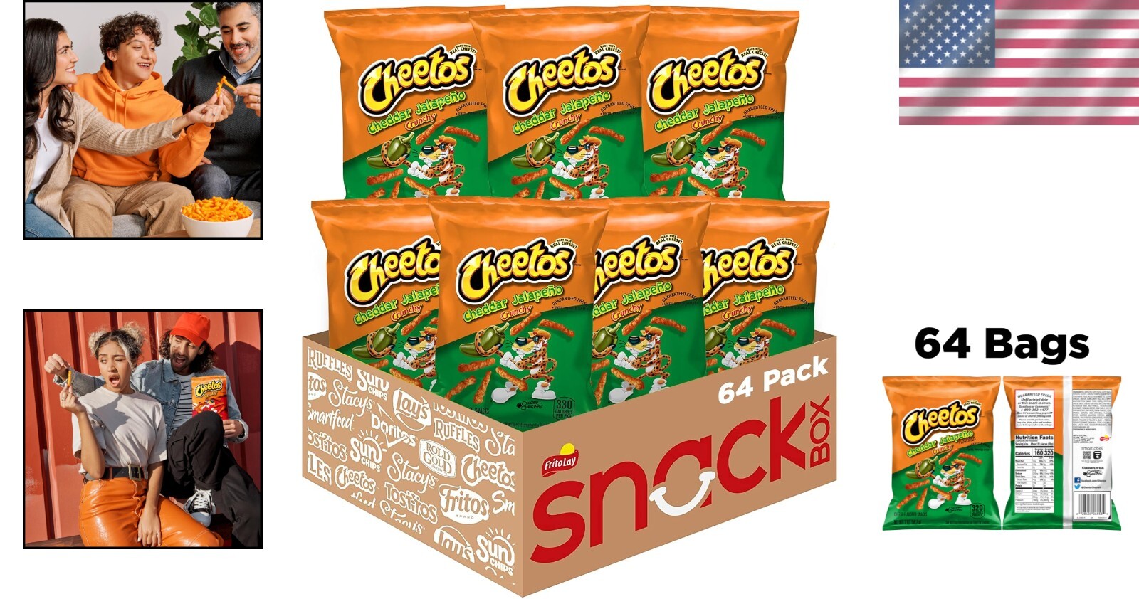 Crunchy Cheddar Jalapeno Cheese Snacks - 64 Count Pack for Bold Flavor