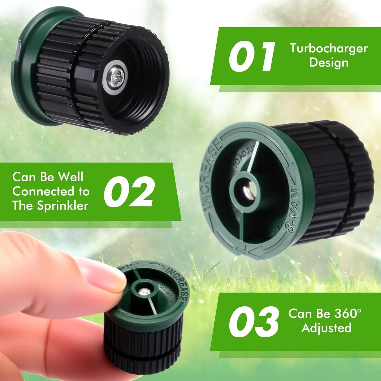 Adjustable 16-Pcs Nozzle Set for Rainbird and Hunter Sprinklers - 8-15 Van