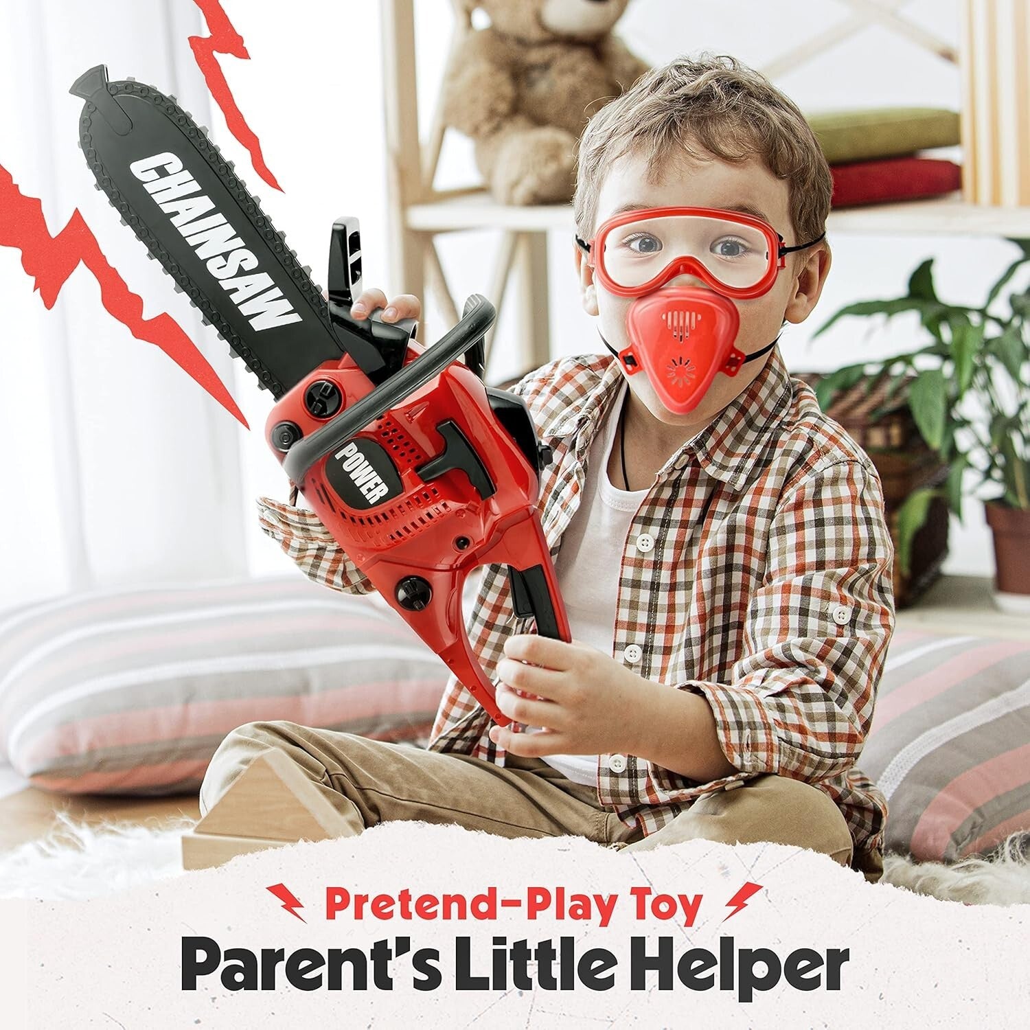 Outdoor Pretend Play Chainsaw Toy with Sound for Boys and Girls Ages 3-8