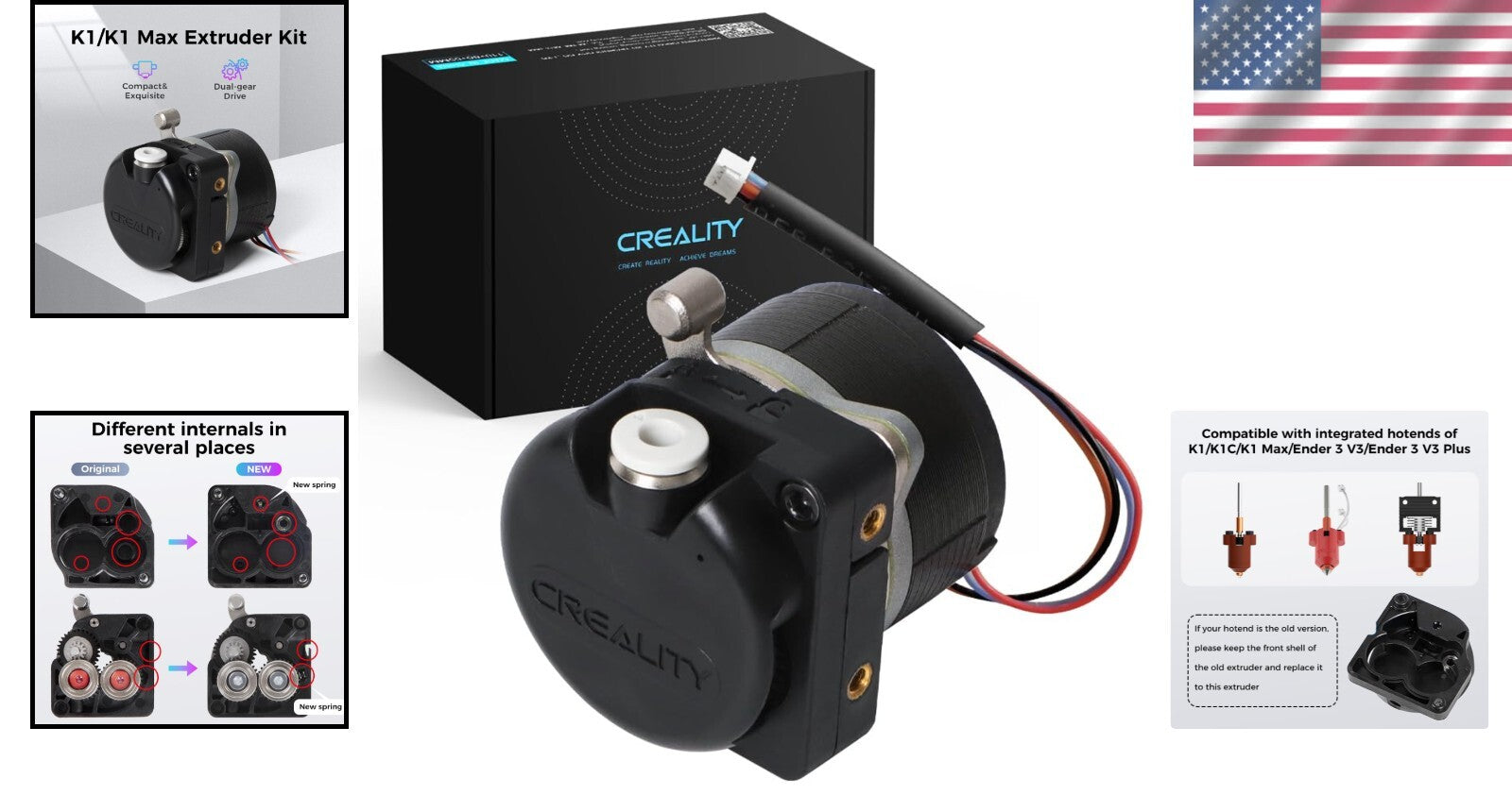 Official K1 Extruder Kit for K1 SE/Ender 3 V3 Plus - Durable Dual Gear Feeding