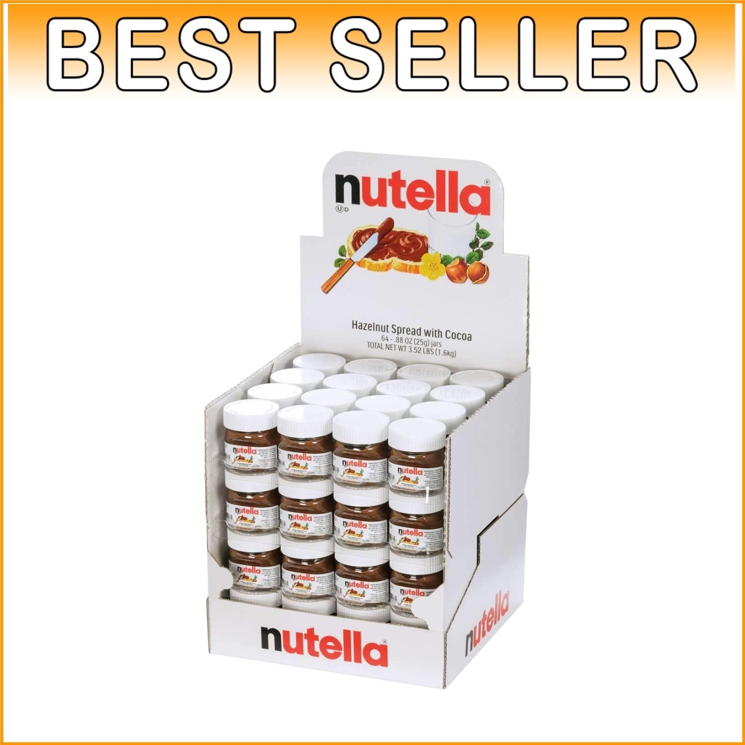 Cocoa Hazelnut Spread Bonanza: Creamy Mini Glass Jars - Case of 64, 0.88 oz