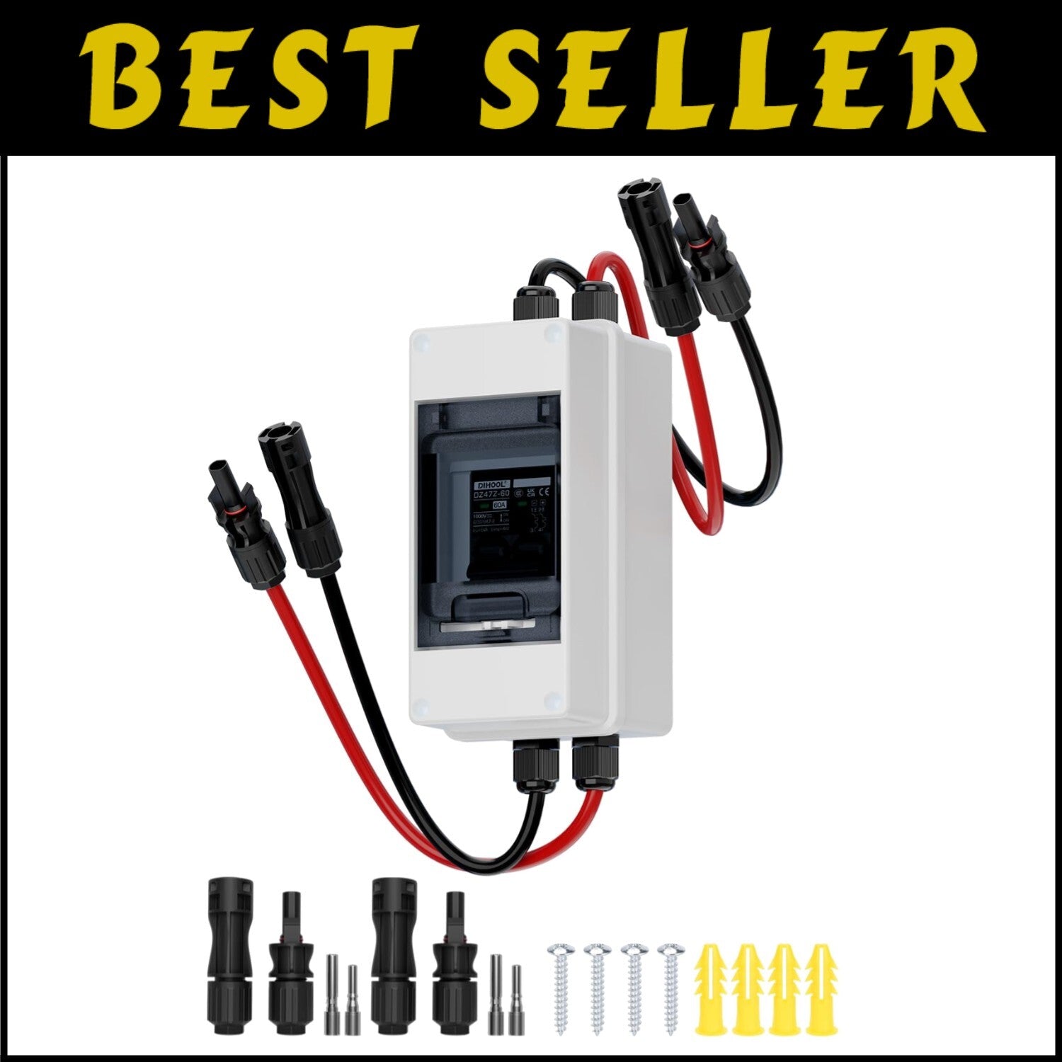 60 Amp Solar Disconnect Switch - IP65 Waterproof Miniature Circuit Breaker