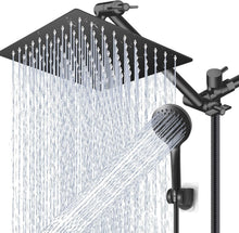 Load image into Gallery viewer, Matte Black 5-Setting Rain Shower Set with Adjustable Extension and 60-Inch Hose