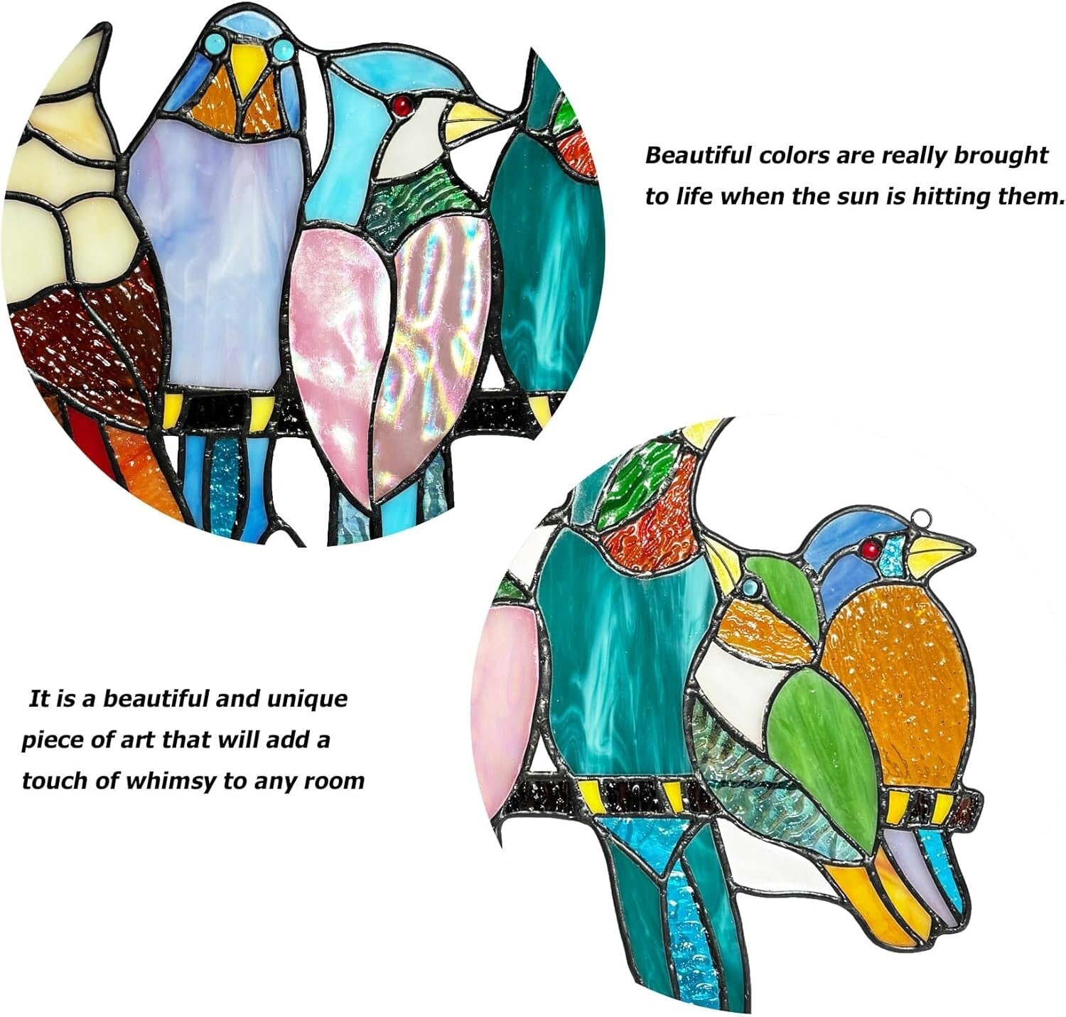 Handcrafted Stained Glass Bird Suncatcher - Vibrant Multicolor Window Hanging