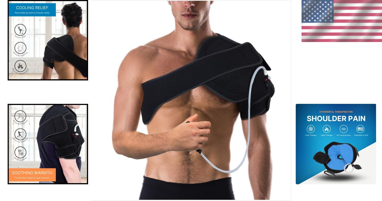 Hot/Cold Shoulder Therapy Wrap with Compression Pump - Ideal for Injury Recovery