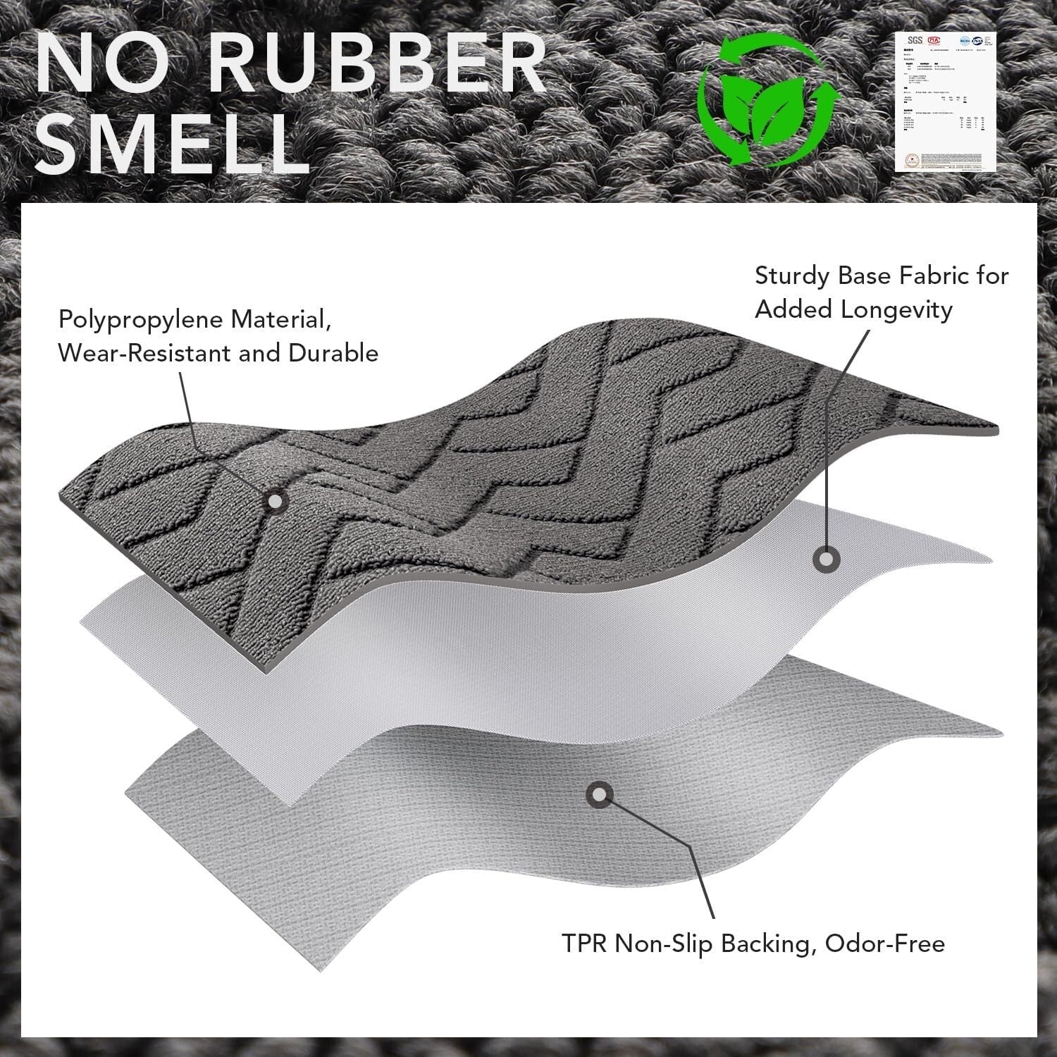 Moisture-Absorbent Grey Entryway Mat, 32"x48", Fade & Stain Resistant, Non-Slip