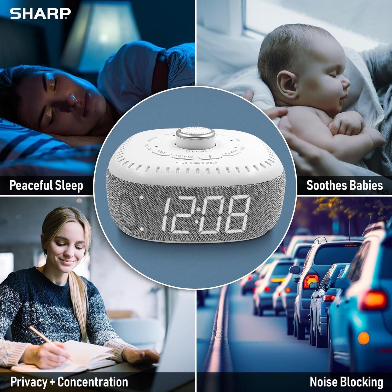 Digital Alarm Clock & Bluetooth Speaker with White LED – Peaceful Sleep Sounds