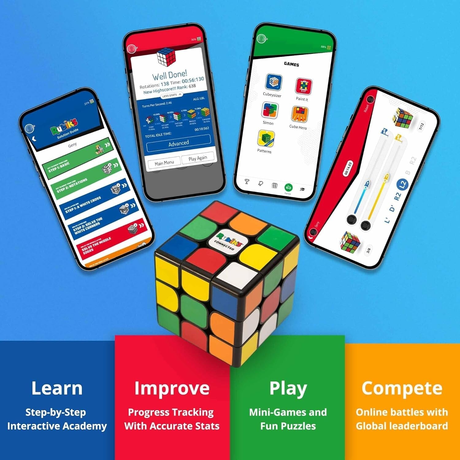 Interactive 3x3 Rubik’s Cube with App - Track Progress & Compete Globally