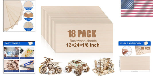 Versatile 12x24 Inch Basswood Sheets - Ideal for DIY Projects & Wood Burning