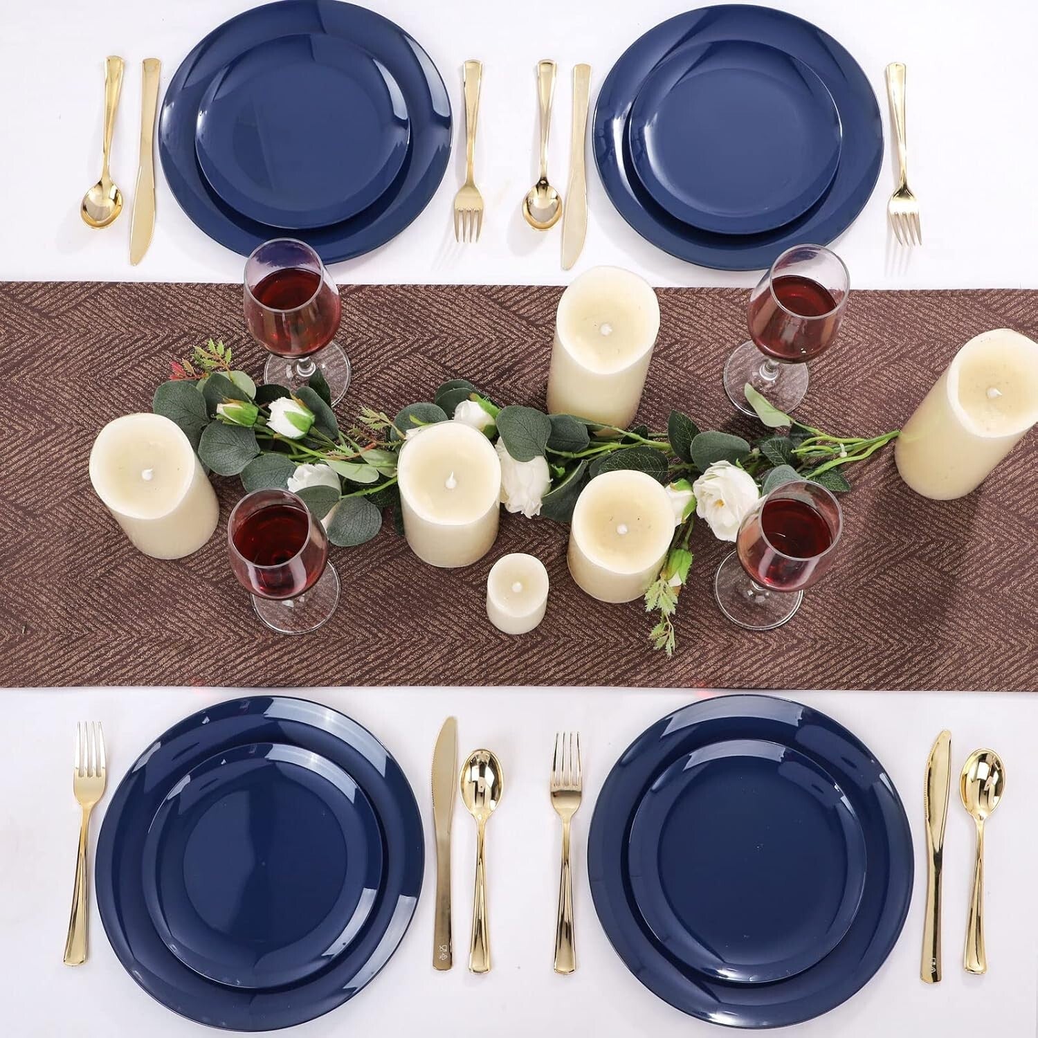Durable 100PCS BPA-Free Blue Dinner & Dessert Plates - Perfect for Gatherings