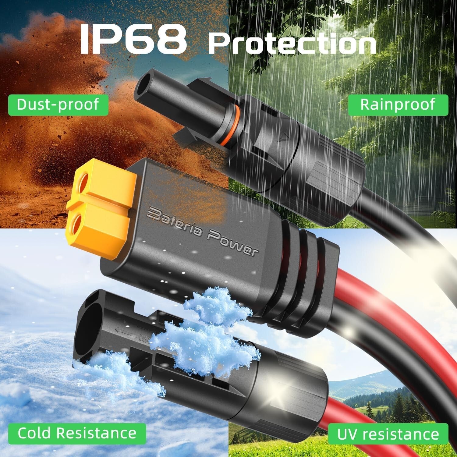 High-Efficiency 10AWG Solar to XT60 Extension Cable 50Ft for Off-Grid Systems