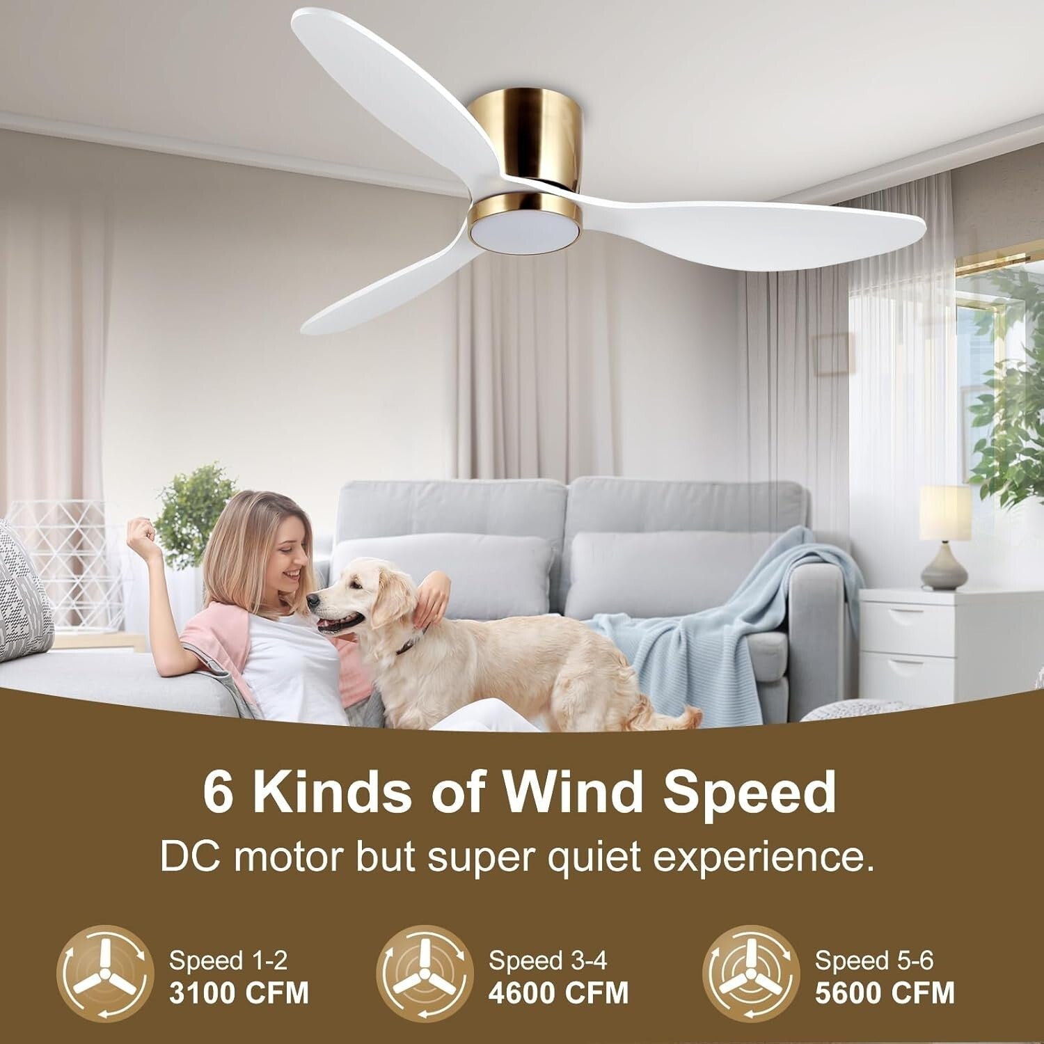 Remote-Controlled 52-Inch Ceiling Fan with Dimmable Lights - Ideal for Bedrooms