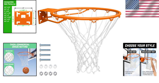 All-Weather 18'' Basketball Rim with Mounting Bracket - Perfect Replacement
