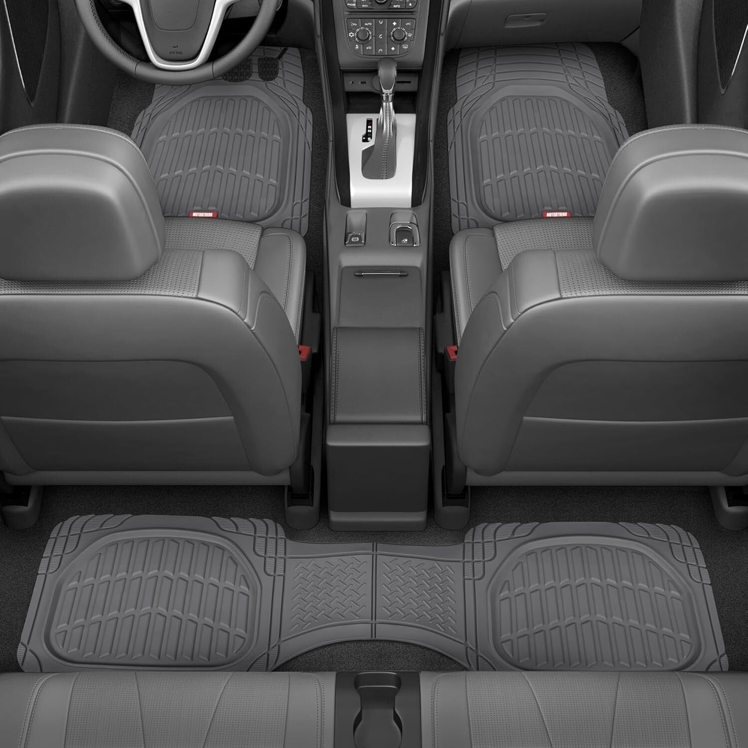 Trim-To-Fit Gray Rubber Mats - Deep Dish Design for Complete Floor Coverage