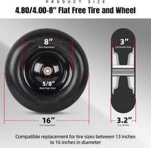 Load image into Gallery viewer, 16-Inch Non-Marking Wheelbarrow Tires: Flat Free, Easy Installation &amp; Adaptable