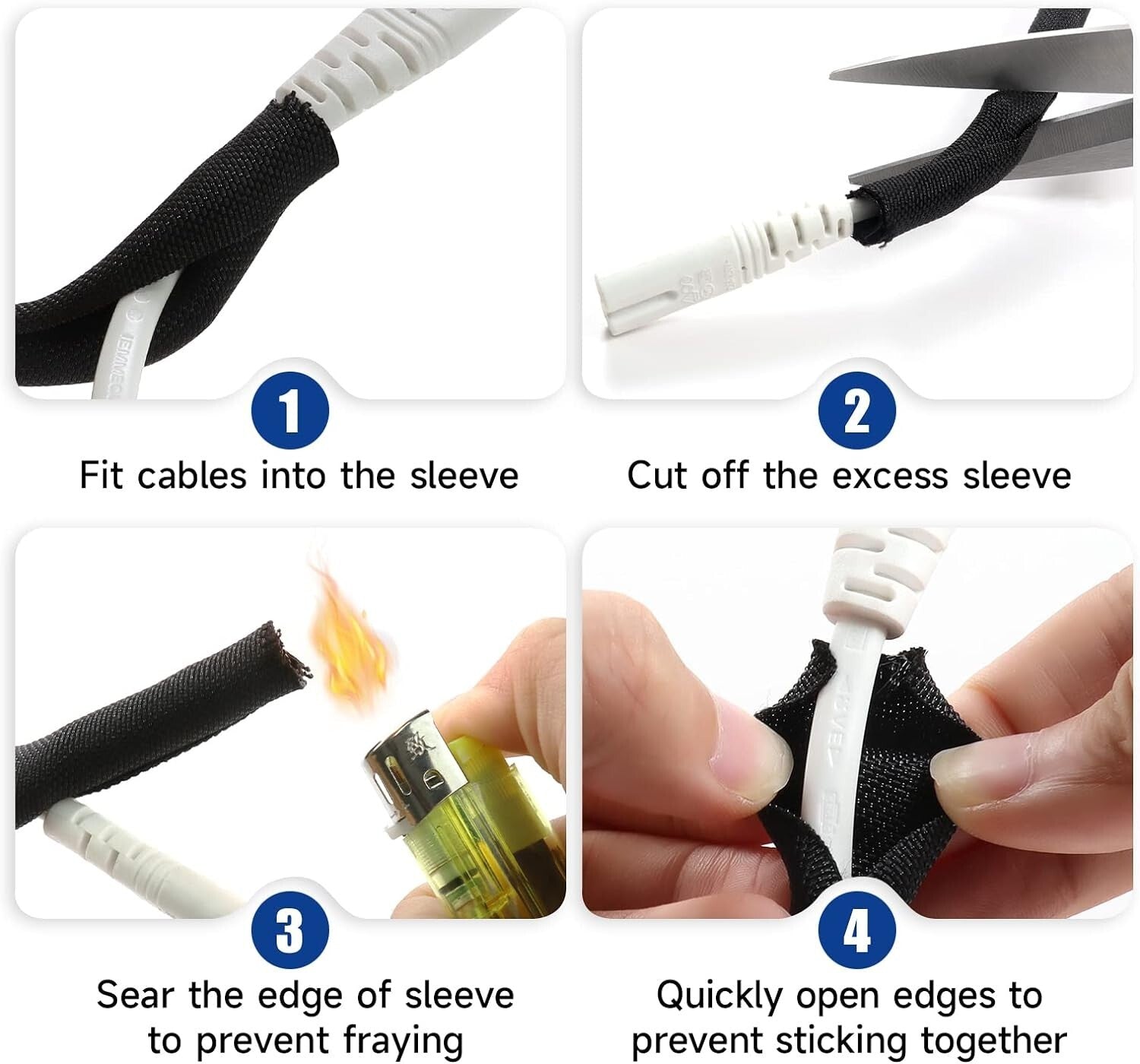 28ft Braided Split Sleeving - Black Cable Protector for Automotive & Audio-Video