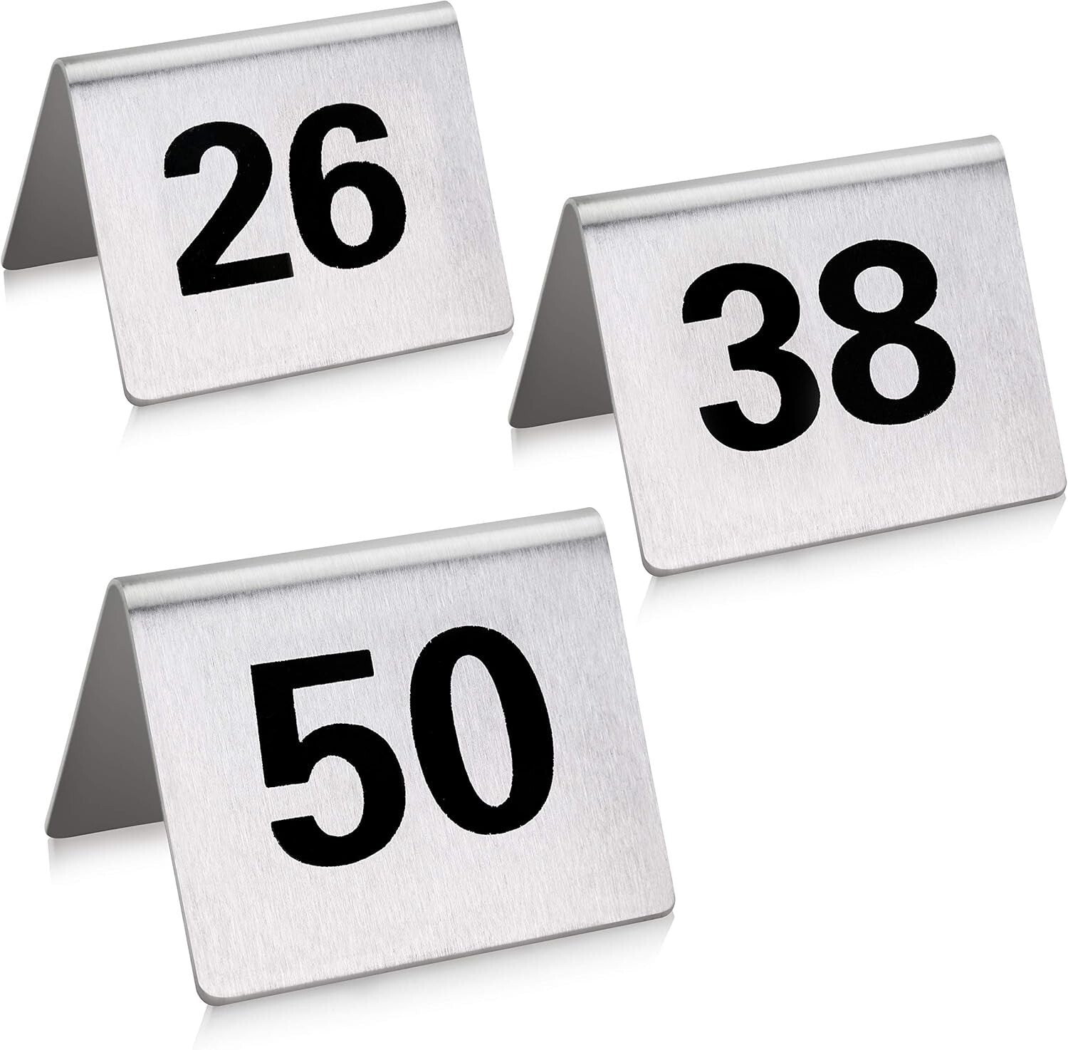 Double-Sided Stainless Steel Table Number Cards 1.5" x 2" for Banquets