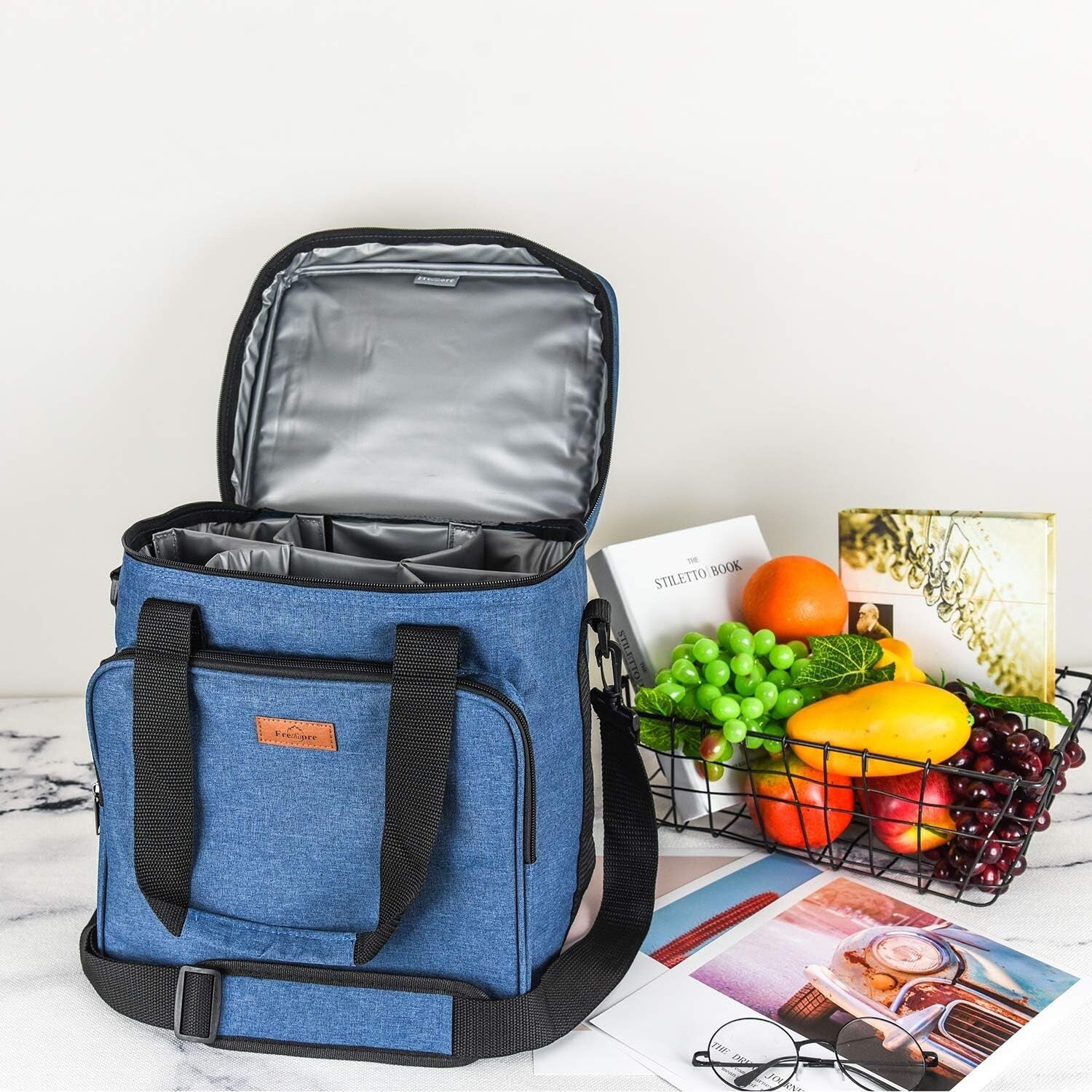 Durable Grey Wine Bag for 6 Bottles with Thermal Protection & Organizer