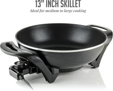 Load image into Gallery viewer, 1400W Electric Skillet: Adjustable Temp &amp; Nonstick, Perfect for Family Meals