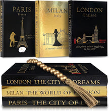 Load image into Gallery viewer, Stylish Decorative Book Set of 3 with Gold Accents - Perfect for Gift Giving