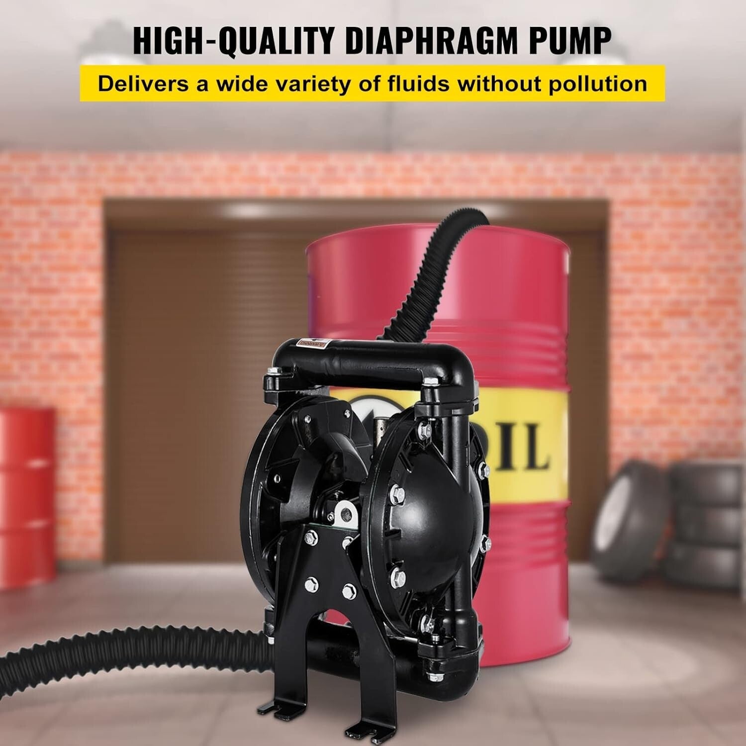 Corrosion-Proof Air Diaphragm Pump with Nitrile Design – 35 GPM Flow Rate