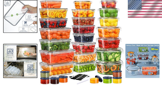 Complete 60-Piece BPA-Free Storage Set - Snap Closure, Labels & Marker Included