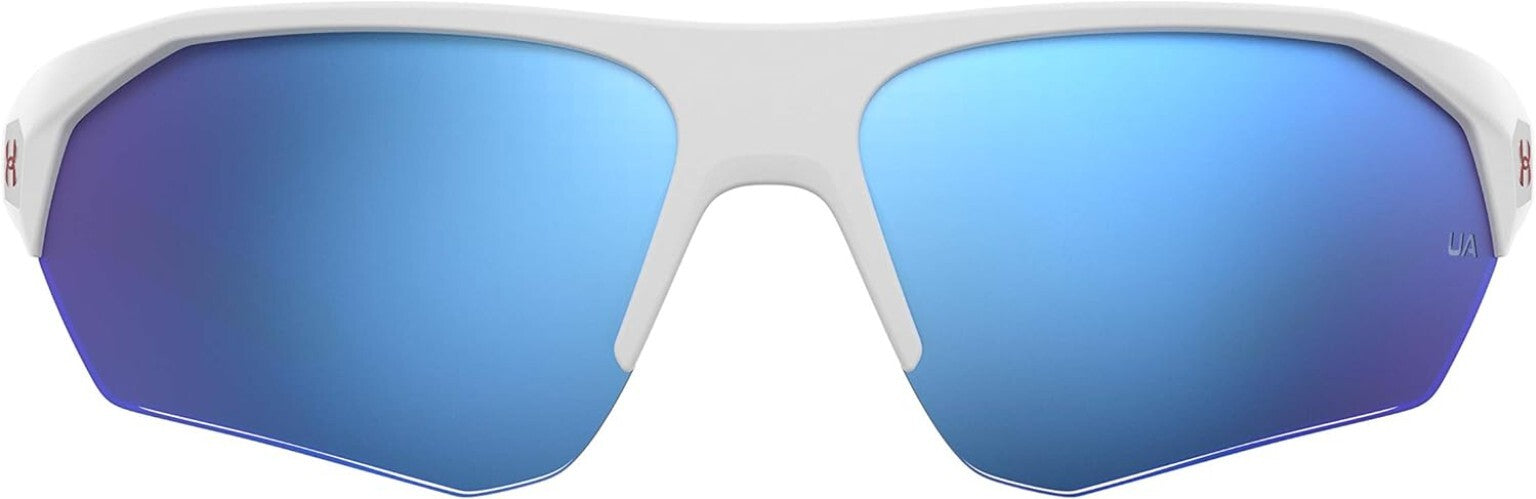 Matte White/Blue Boys' Wrap Sunglasses with Durable TR90 Frame - 69mm Lens