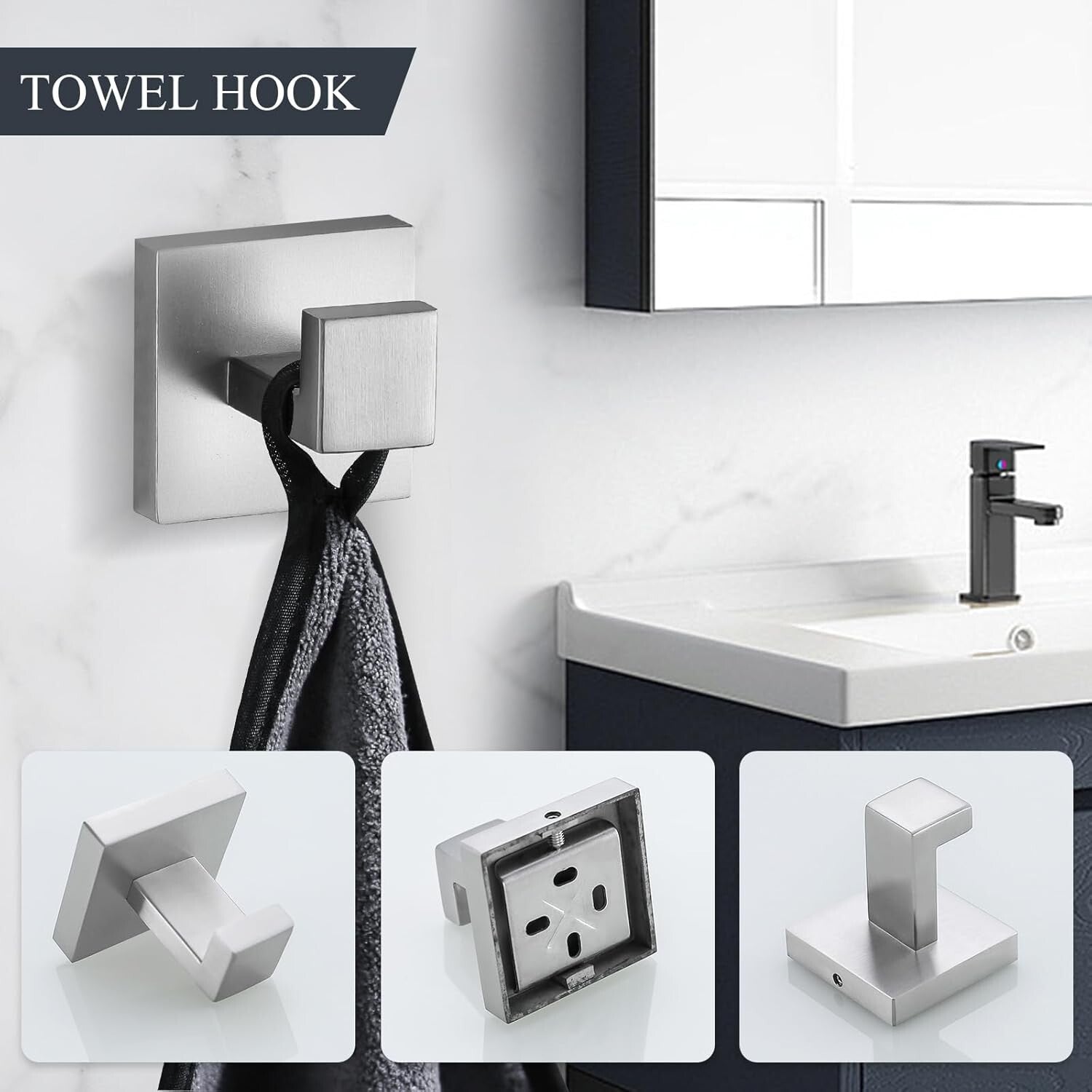 5-Piece Brushed Nickel Bathroom Hardware Set - Modern Stainless Steel Elegance