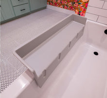 Load image into Gallery viewer, Gray Bath Toy Holder Splash Guard - 3 Ft Play Shelf with Water Barrier