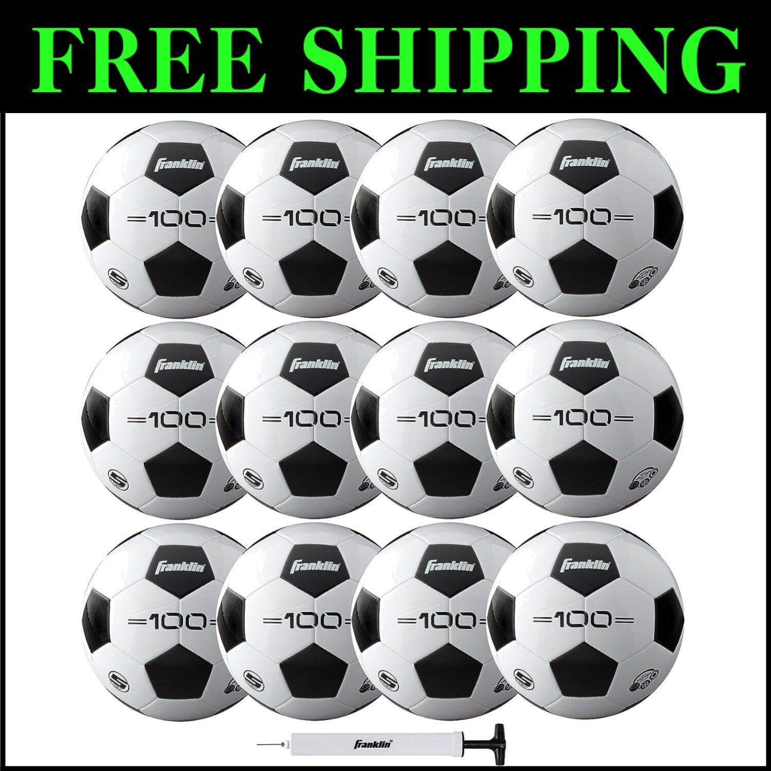 Durable Black & White Soccer Balls - Soft Cover in Sizes 3, 4, 5 - Pump Included