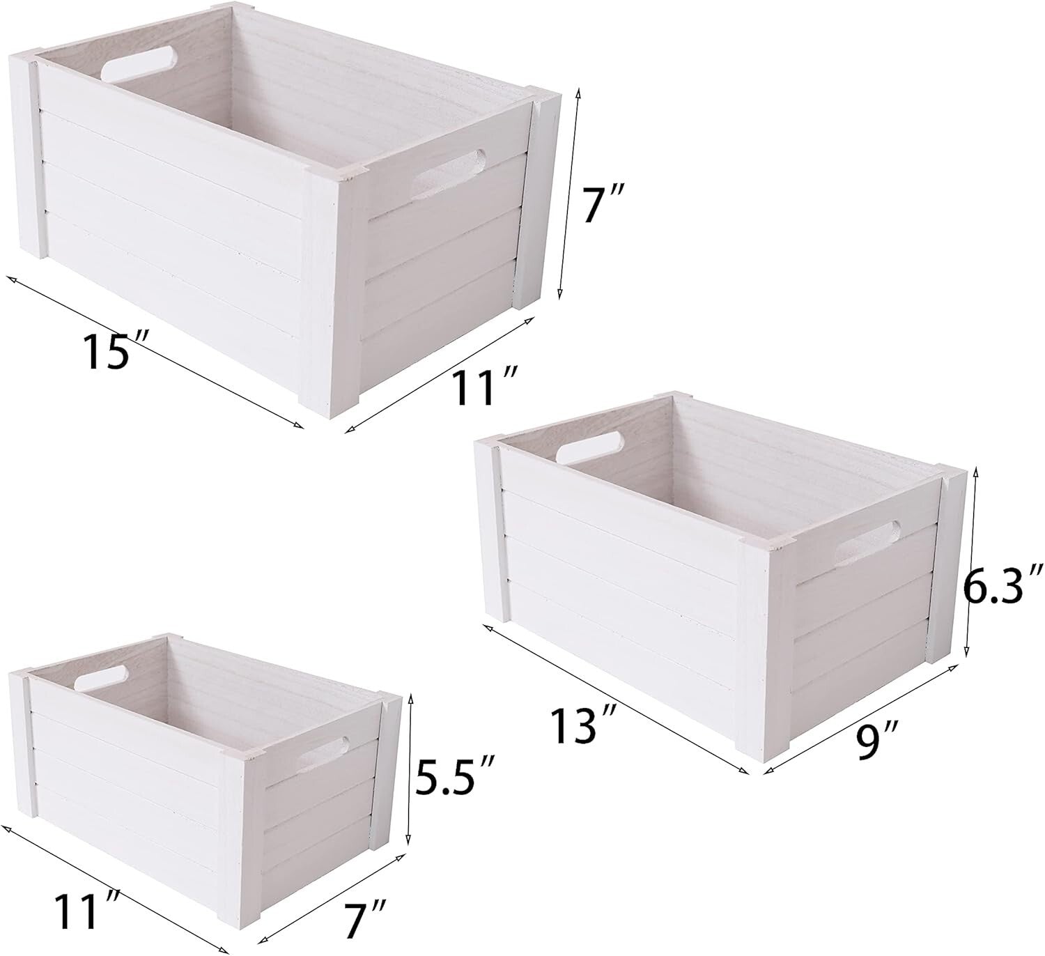 Extra Large Nesting Wooden Crates in Modern White – Decorative Storage Set