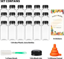 Load image into Gallery viewer, Versatile 8oz Reusable Juice &amp; Smoothie Bottles - Pack of 134 with Accessories