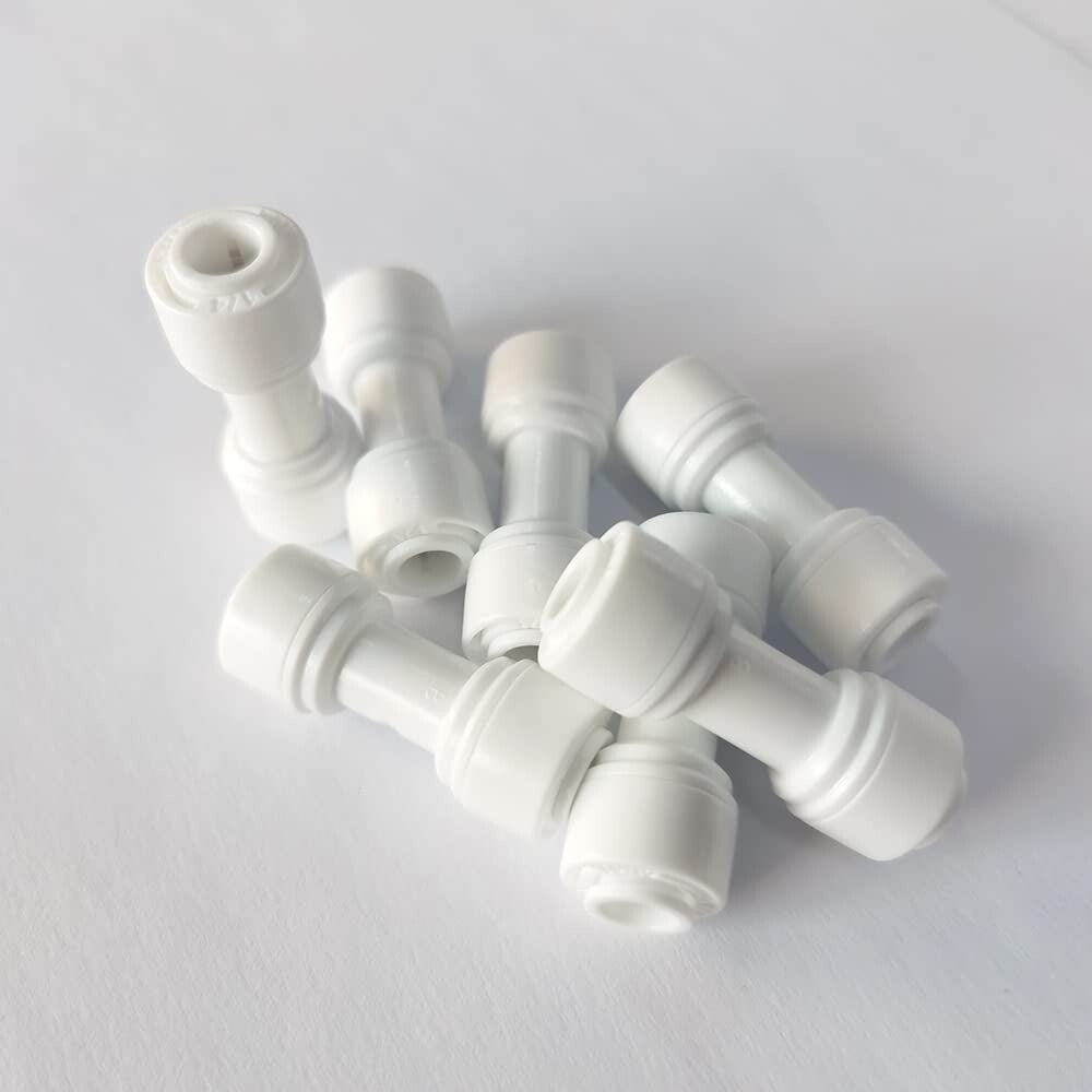 Pack of 100 - 1/4" OD Push-Fit Water Purifier Straight Union Connectors