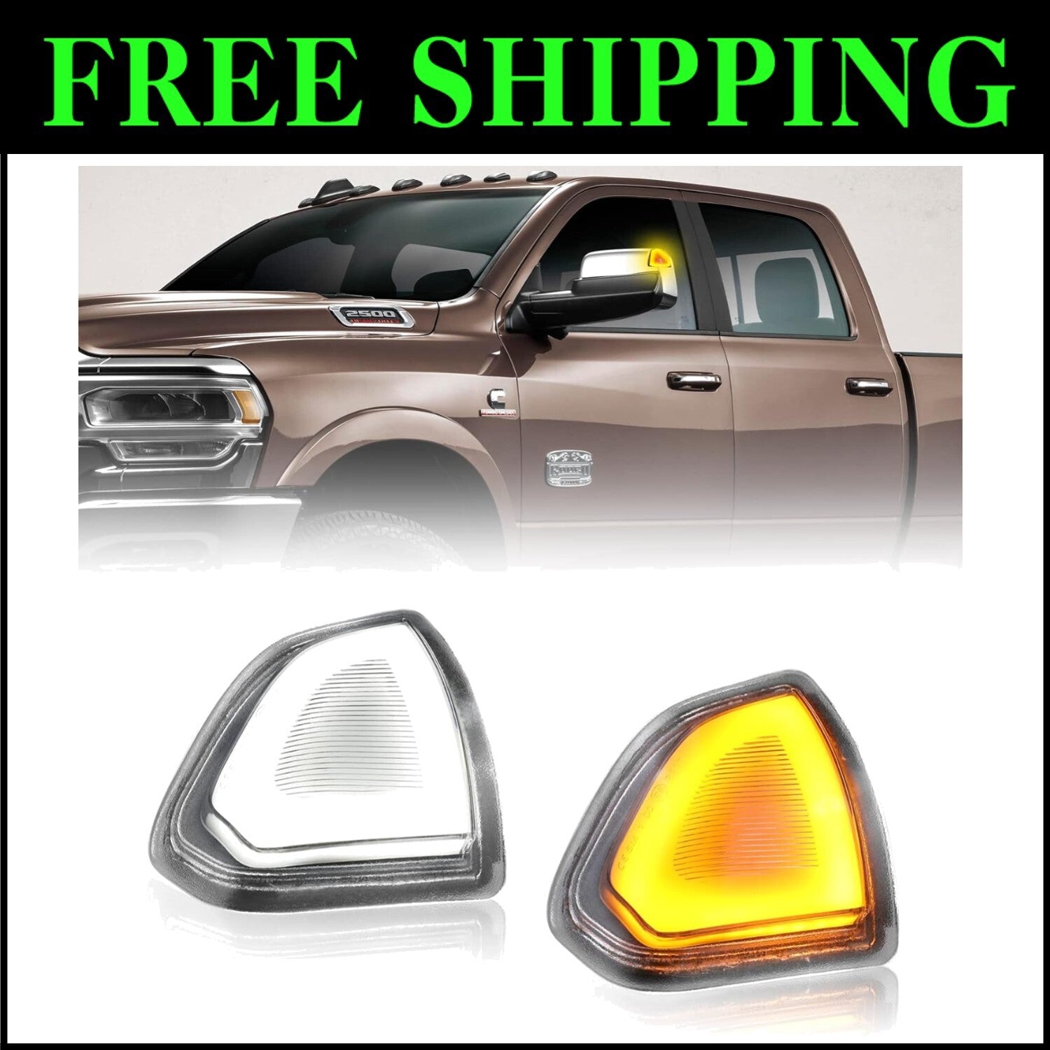 Plug & Play LED Mirror Signal Lights for Dodge Ram 2010-2018 - Waterproof Design