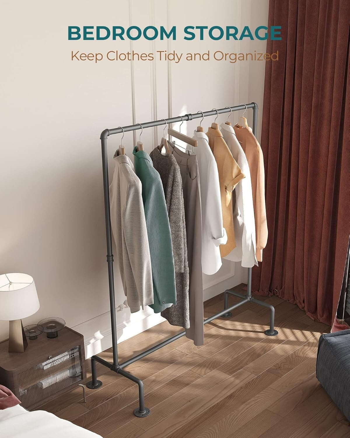 4-Shelf Industrial Pipe Clothes Rack - Effortless Garment Display and Storage