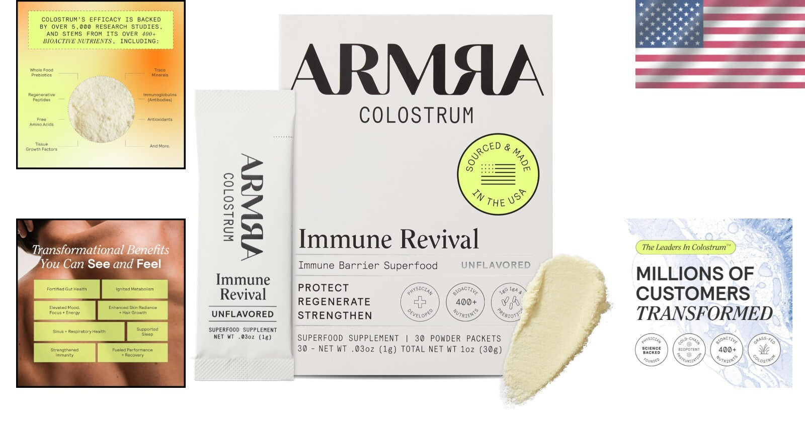 Unflavored Bovine Colostrum Powder for Gut Health & Immunity - 30 Servings