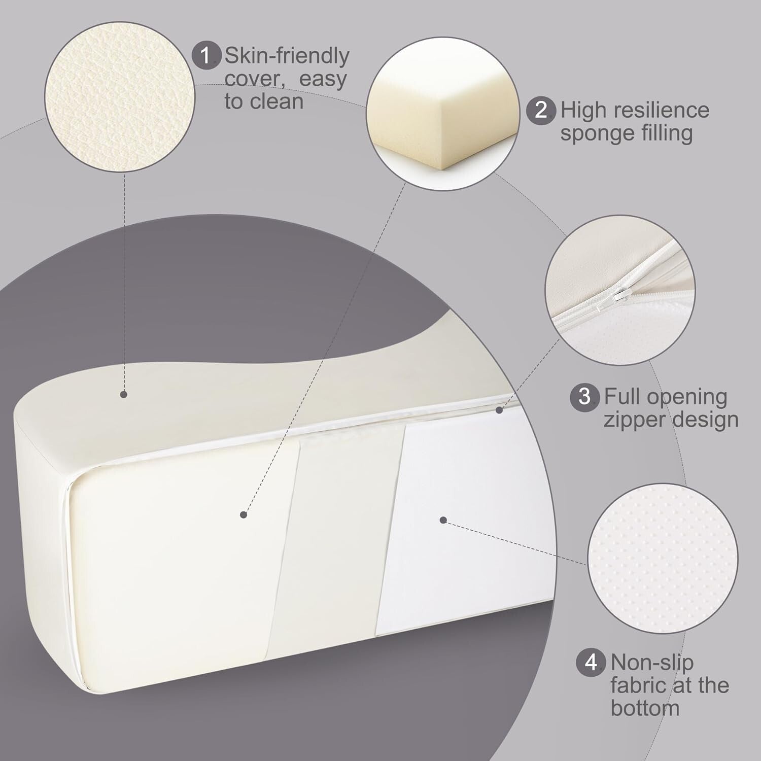 Versatile S-Shaped Chaise Lounge Chair for Relaxation & Yoga - Easy Clean Beige