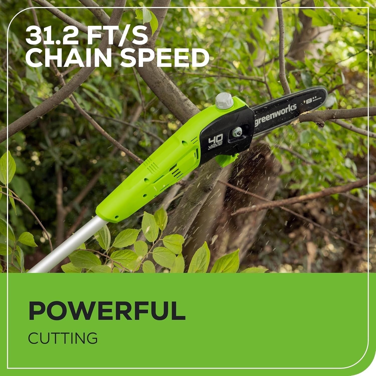 40V 8-Inch Cordless Polesaw with Battery & Charger - Effortless Tree Trimming