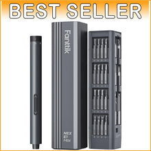 Load image into Gallery viewer, Mini 3.7V Electric Screwdriver Set with Magnetic Bits &amp; Storage Case - Grey