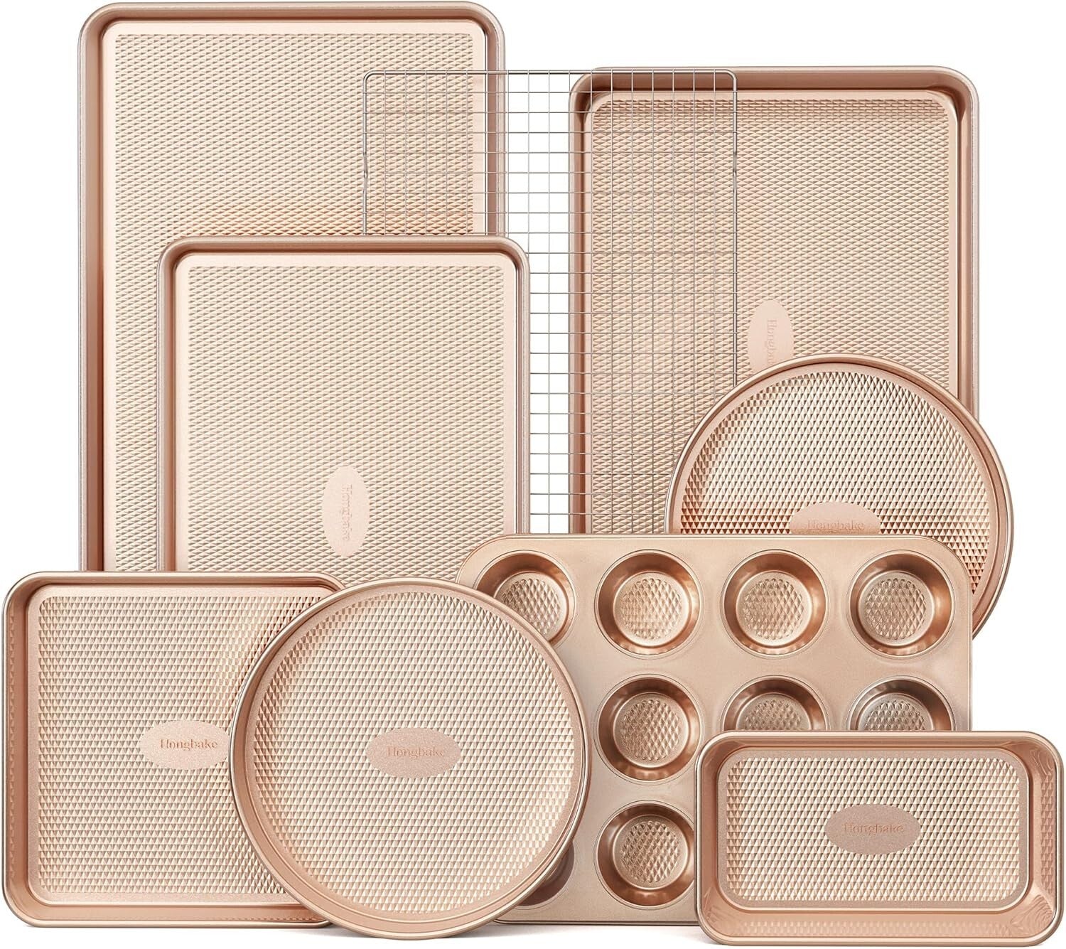 Versatile 9-Piece Baking Pan Set with Diamond Texture for Stylish Cooking