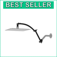 Load image into Gallery viewer, Durable Matte Black 16'' Shower Head Arm - Height Adjustable Brass &amp; Steel Combo