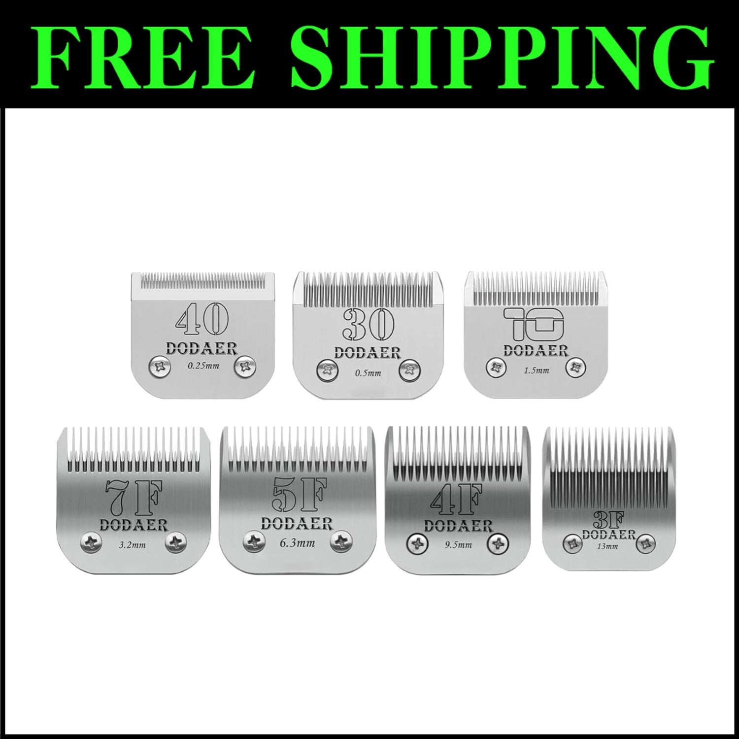 Durable 7-Piece Grooming Blade Set for Andis, Oster A5, and Wahl KM-10 Clippers