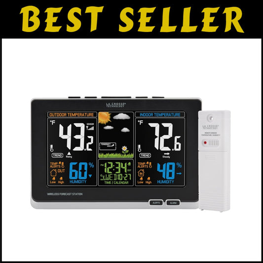 Advanced Weather Station with Full-Color LCD & 300Ft Range – Indoor/Outdoor M...