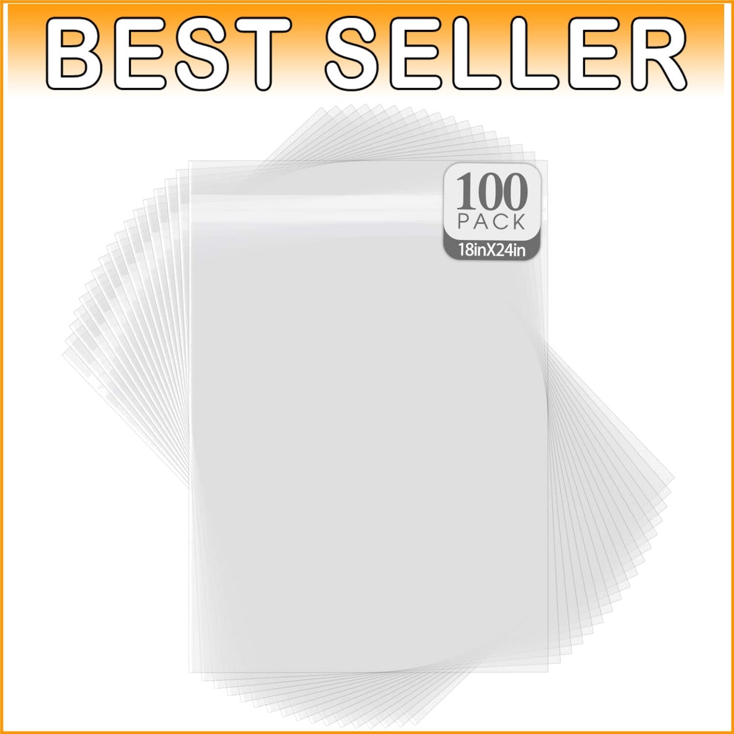 18 3/8 x 24 1/8 Crystal Clear Storage Bags - 100 Pack for Artwork Protection