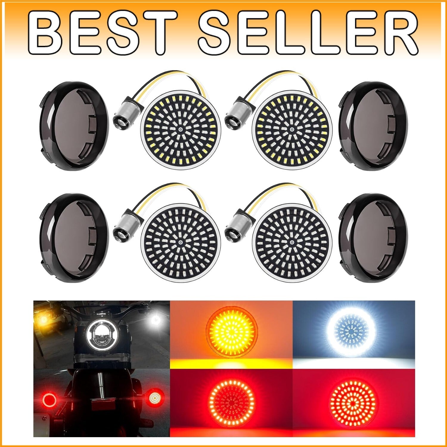 Super Bright 1157 LED Indicator Lights for Harley: Front & Rear Smoke Lens Kit