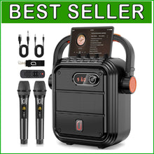 Load image into Gallery viewer, Rechargeable Karaoke Speaker Set with Dual Mics – Ideal for Home and Outdoors