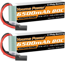 Load image into Gallery viewer, Premium 14.8V 6500mAh 80C Lipo 4S Battery Pair with TR Plug for Drones &amp; RC Toys